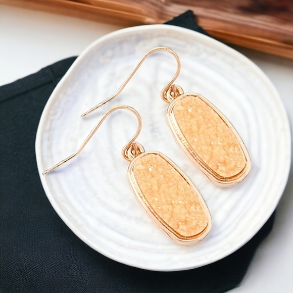 02735  Druzy Stone Drop Earrings - Picture 1 of 3